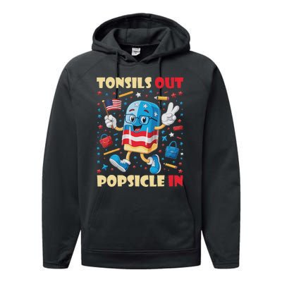 Tonsils Out Popsicles In Patriotic Usa Flag 4th Of July Performance Fleece Hoodie