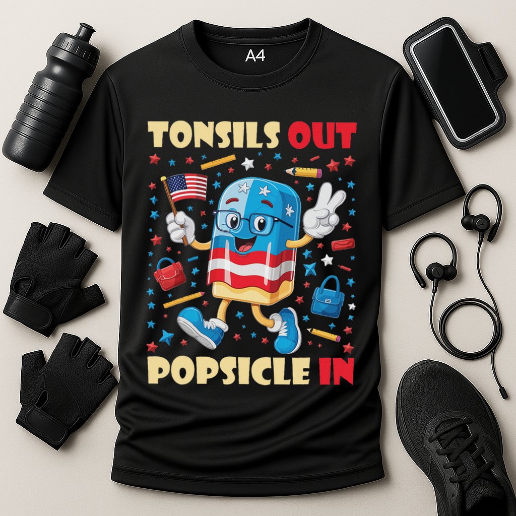 Tonsils Out Popsicles In Patriotic Usa Flag 4th Of July Performance Shirt