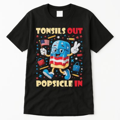 Tonsils Out Popsicles In Patriotic Usa Flag 4th Of July Tall T-Shirt