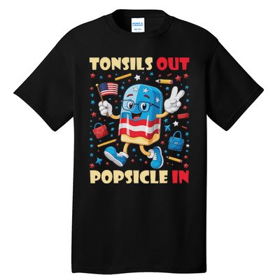 Tonsils Out Popsicles In Patriotic Usa Flag 4th Of July Tall T-Shirt