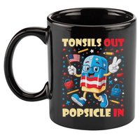 Tonsils Out Popsicles In Patriotic Usa Flag 4th Of July 11oz C Handle Ceramic Mug