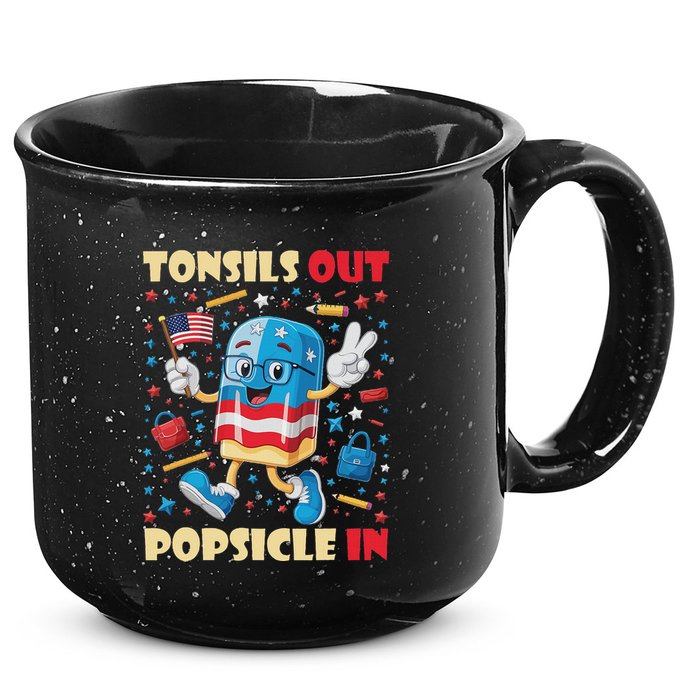 Tonsils Out Popsicles In Patriotic Usa Flag 4th Of July 15oz Campfire Ceramic Mug