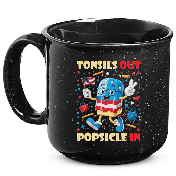 Tonsils Out Popsicles In Patriotic Usa Flag 4th Of July 15oz Campfire Ceramic Mug