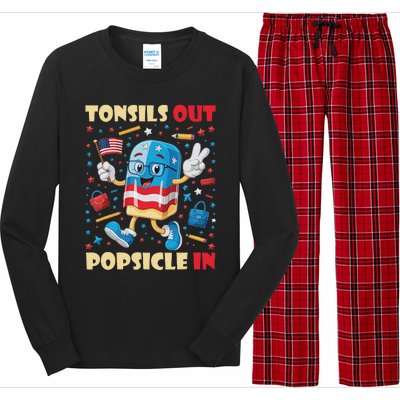 Tonsils Out Popsicles In Patriotic Usa Flag 4th Of July Long Sleeve Pajama Set