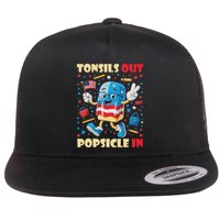 Tonsils Out Popsicles In Patriotic Usa Flag 4th Of July Flat Bill Trucker Hat