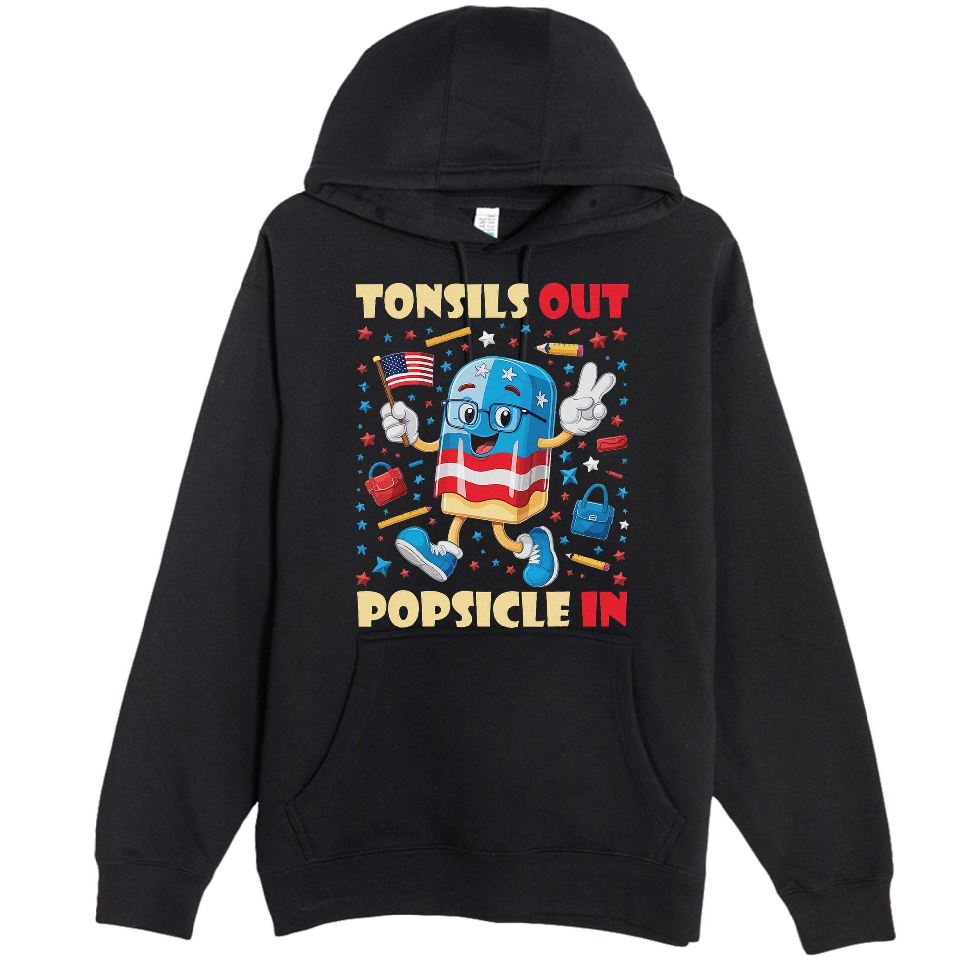 Tonsils Out Popsicles In Patriotic Usa Flag 4th Of July Premium Pullover Hoodie