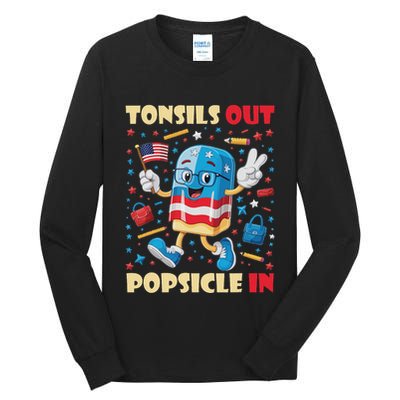 Tonsils Out Popsicles In Patriotic Usa Flag 4th Of July Tall Long Sleeve T-Shirt