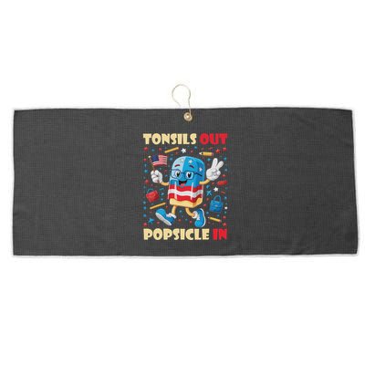 Tonsils Out Popsicles In Patriotic Usa Flag 4th Of July Large Microfiber Waffle Golf Towel
