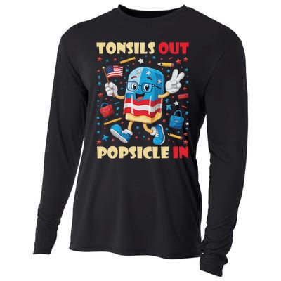 Tonsils Out Popsicles In Patriotic Usa Flag 4th Of July Cooling Performance Long Sleeve Crew