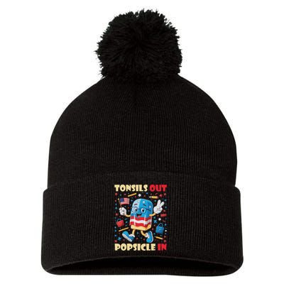 Tonsils Out Popsicles In Patriotic Usa Flag 4th Of July Pom Pom 12in Knit Beanie