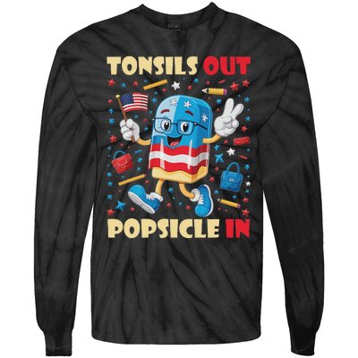 Tonsils Out Popsicles In Patriotic Usa Flag 4th Of July Tie-Dye Long Sleeve Shirt