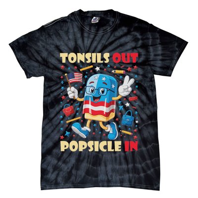 Tonsils Out Popsicles In Patriotic Usa Flag 4th Of July Tie-Dye T-Shirt