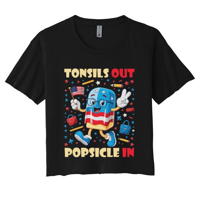 Tonsils Out Popsicles In Patriotic Usa Flag 4th Of July Crop Top