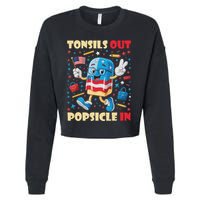 Tonsils Out Popsicles In Patriotic Usa Flag 4th Of July Cropped Pullover Crew