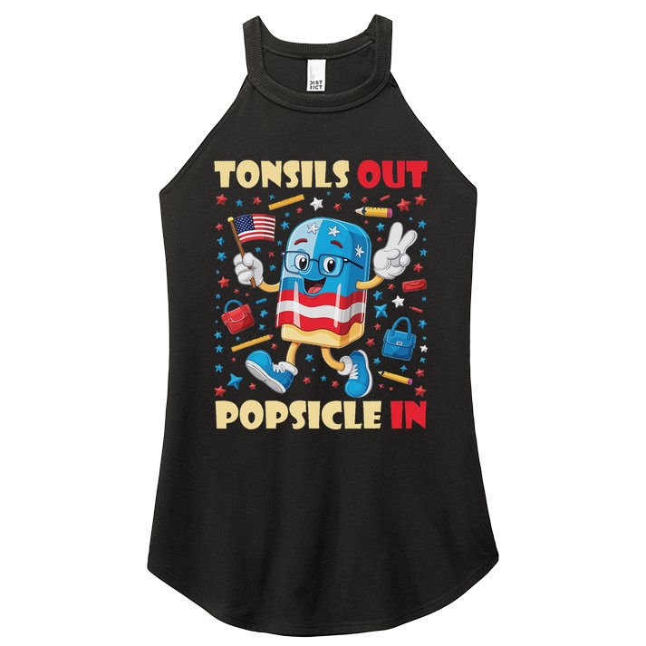 Tonsils Out Popsicles In Patriotic Usa Flag 4th Of July Women's Perfect Tri Rocker Tank