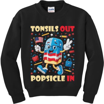 Tonsils Out Popsicles In Patriotic Usa Flag 4th Of July Kids Sweatshirt