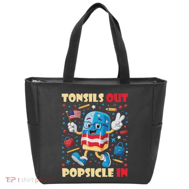 Tonsils Out Popsicles In Patriotic Usa Flag 4th Of July Zip Tote Bag