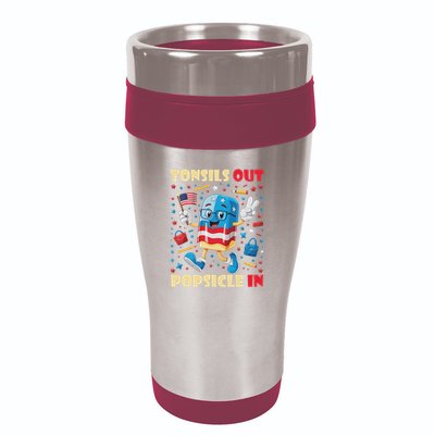 Tonsils Out Popsicles In Patriotic Usa Flag 4th Of July 16oz Travel Tumbler