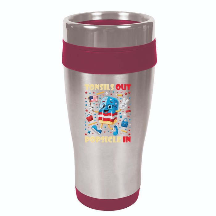 Tonsils Out Popsicles In Patriotic Usa Flag 4th Of July 16oz Travel Tumbler