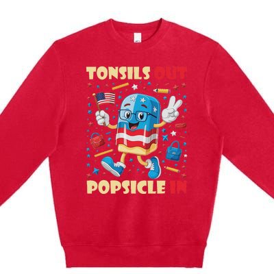 Tonsils Out Popsicles In Patriotic Usa Flag 4th Of July Premium Crewneck Sweatshirt