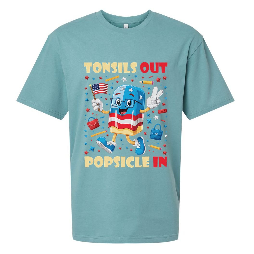 Tonsils Out Popsicles In Patriotic Usa Flag 4th Of July Sueded Cloud Jersey T-Shirt
