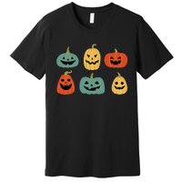 Types Of Pumpkin Jack O Lantern Collection Retro Halloween Premium T-Shirt