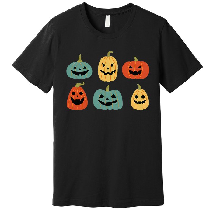 Types Of Pumpkin Jack O Lantern Collection Retro Halloween Premium T-Shirt