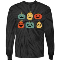 Types Of Pumpkin Jack O Lantern Collection Retro Halloween Tie-Dye Long Sleeve Shirt