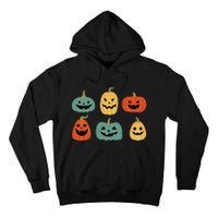 Types Of Pumpkin Jack O Lantern Collection Retro Halloween Tall Hoodie