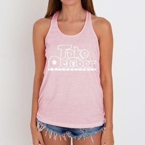 Take October Philly Shirt Philadelphia Baseball Women's Knotted Racerback Tank