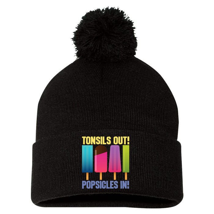 Tonsils Out Popsicles In Tonsillectomy Removal Surgery Pom Pom 12in Knit Beanie