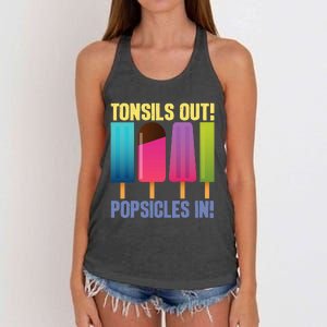 Tonsils Out Popsicles In Tonsillectomy Removal Surgery Women's Knotted Racerback Tank