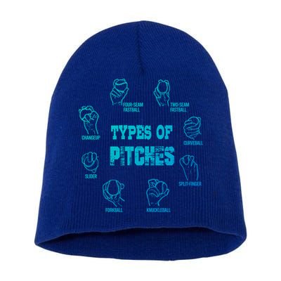 Types Of Pitches Softball Baseball Team Sport Funny Tee Gift Short Acrylic Beanie