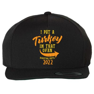 Turkey Oven Pregnancy Thanksgiving Baby Announcet Dad Great Gift Wool Snapback Cap