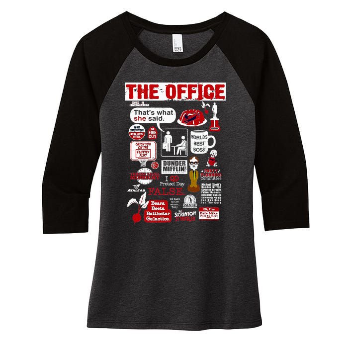 The Office Quote Women's Tri-Blend 3/4-Sleeve Raglan Shirt