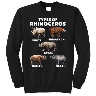 Types Of Rhinoceros Rhino Safari Lover Zookeeper Zoologist Sweatshirt