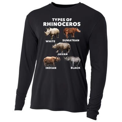 Types Of Rhinoceros Rhino Safari Lover Zookeeper Zoologist Cooling Performance Long Sleeve Crew