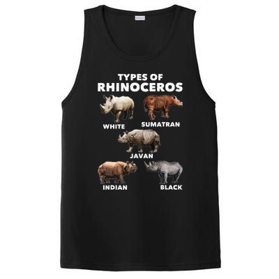 Types Of Rhinoceros Rhino Safari Lover Zookeeper Zoologist PosiCharge Competitor Tank