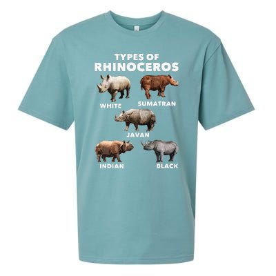 Types Of Rhinoceros Rhino Safari Lover Zookeeper Zoologist Sueded Cloud Jersey T-Shirt