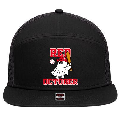 Take October Red October Philadelphia Ghost Baseball Halloween 7 Panel Mesh Trucker Snapback Hat