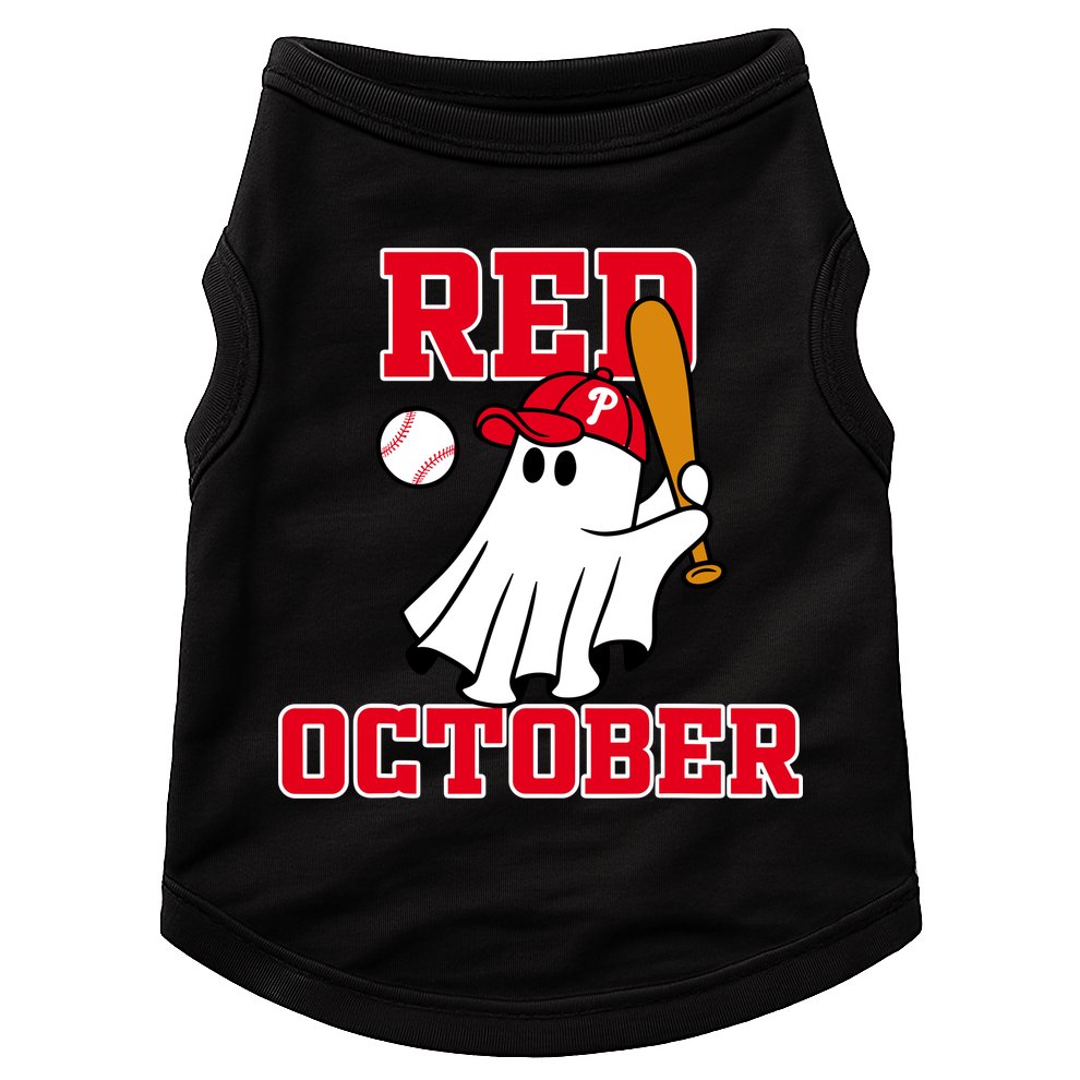 Take October Red October Philadelphia Ghost Baseball Halloween Doggie Tank