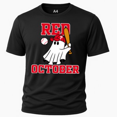 Take October Red October Philadelphia Ghost Baseball Halloween Cooling Performance Crew T-Shirt