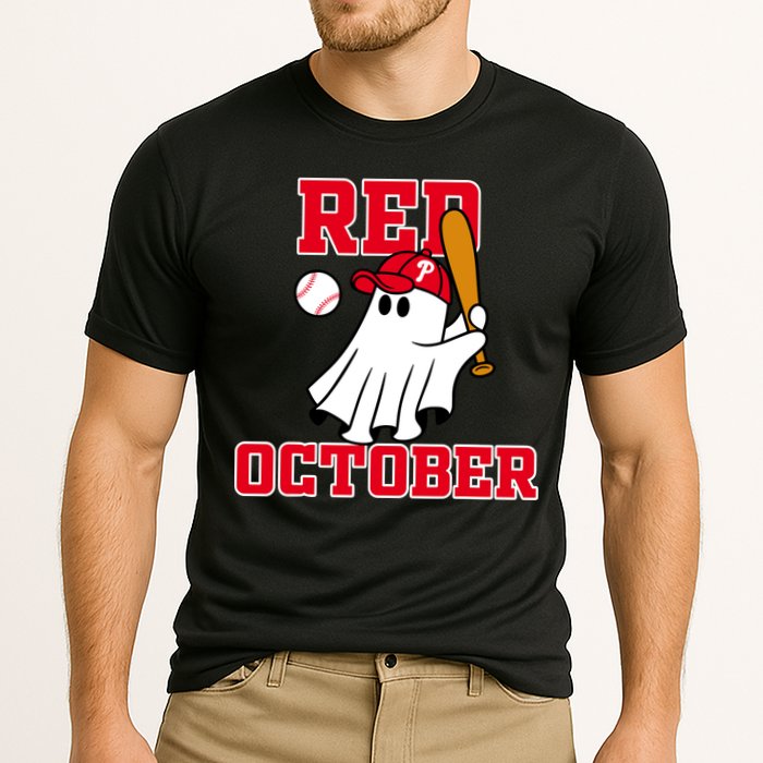 Take October Red October Philadelphia Ghost Baseball Halloween Cooling Performance Crew T-Shirt