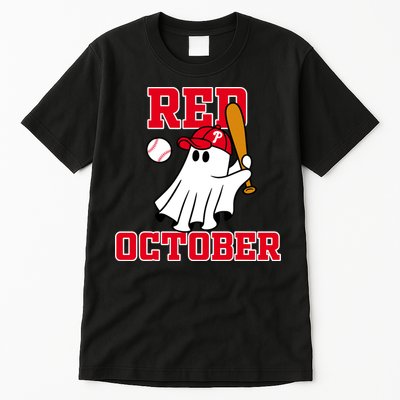 Take October Red October Philadelphia Ghost Baseball Halloween Tall T-Shirt