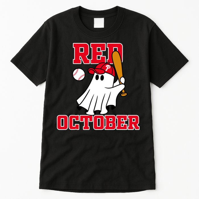 Take October Red October Philadelphia Ghost Baseball Halloween Tall T-Shirt