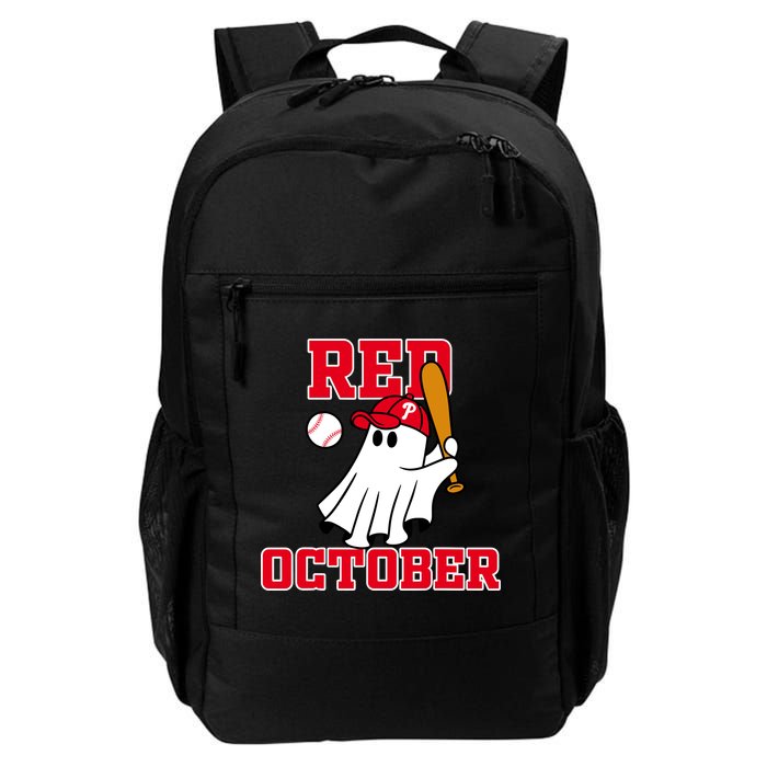 Take October Red October Philadelphia Ghost Baseball Halloween Backpack