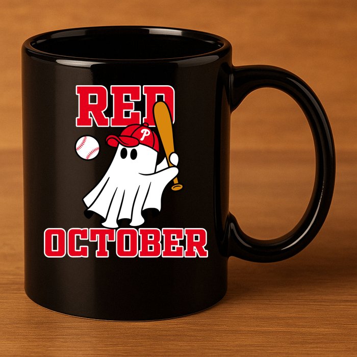Take October Red October Philadelphia Ghost Baseball Halloween 11oz C Handle Ceramic Mug