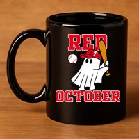 Take October Red October Philadelphia Ghost Baseball Halloween 11oz C Handle Ceramic Mug