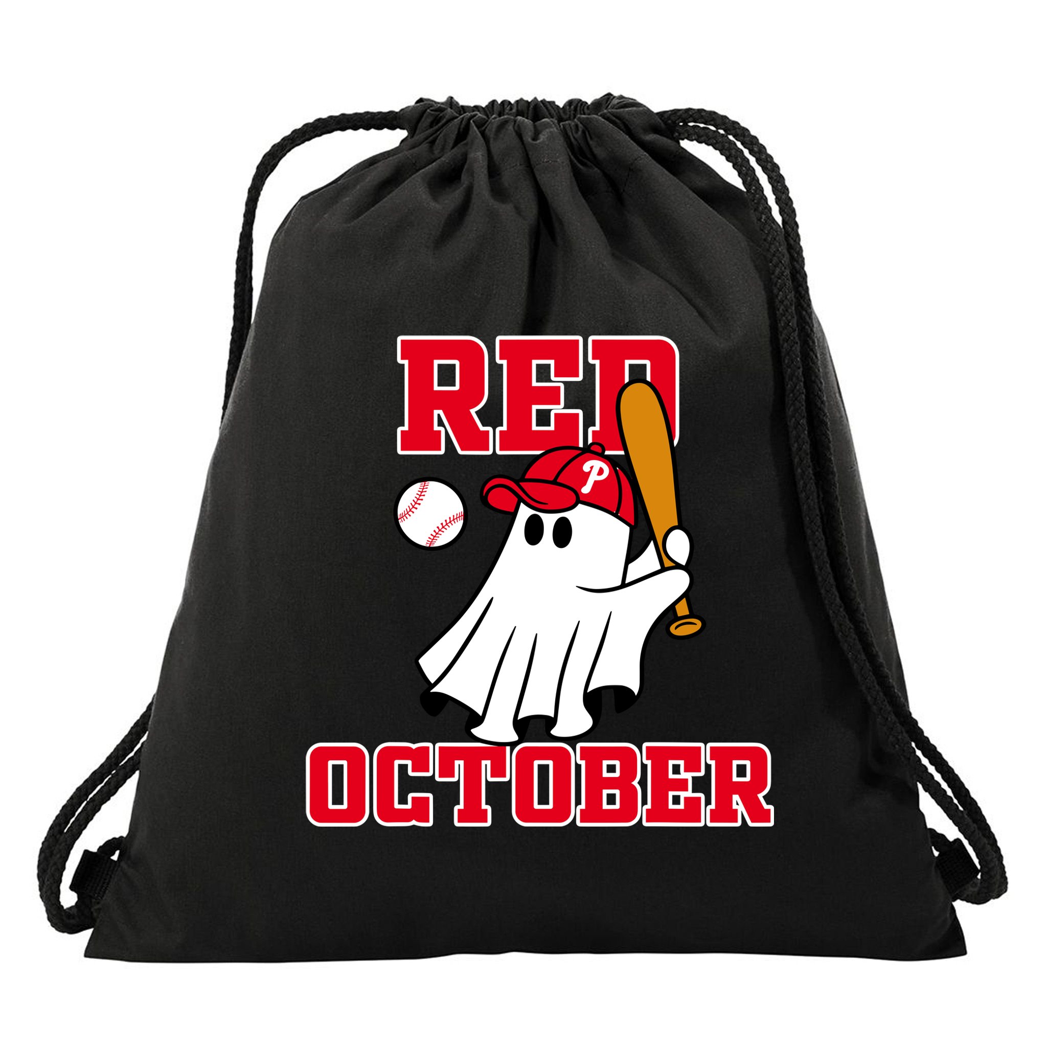 Take October Red October Philadelphia Ghost Baseball Halloween Drawstring Bag