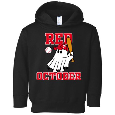 Take October Red October Philadelphia Ghost Baseball Halloween Toddler Hoodie